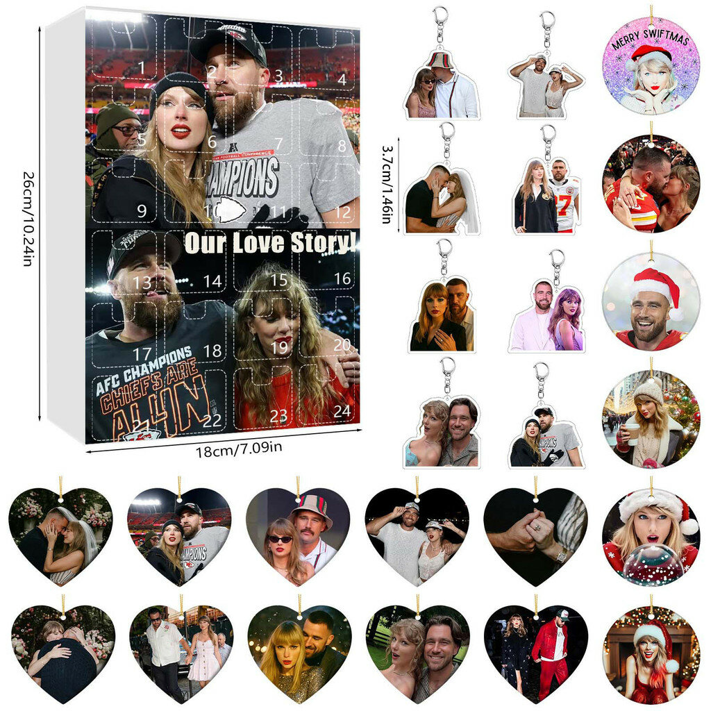 Календари адвент тейлор рождественские акриловые украшения 24 шт для праздничного декора и подарков стиль г