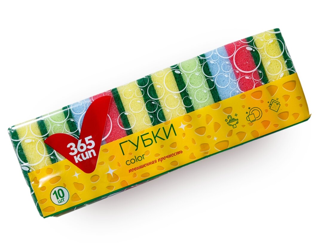 Губки для посуды Color 365 KUN, 10 шт