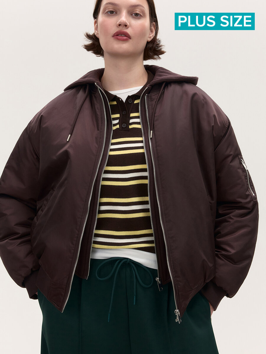 Бомбер Befree Plus Size размер XXL Шоколадный