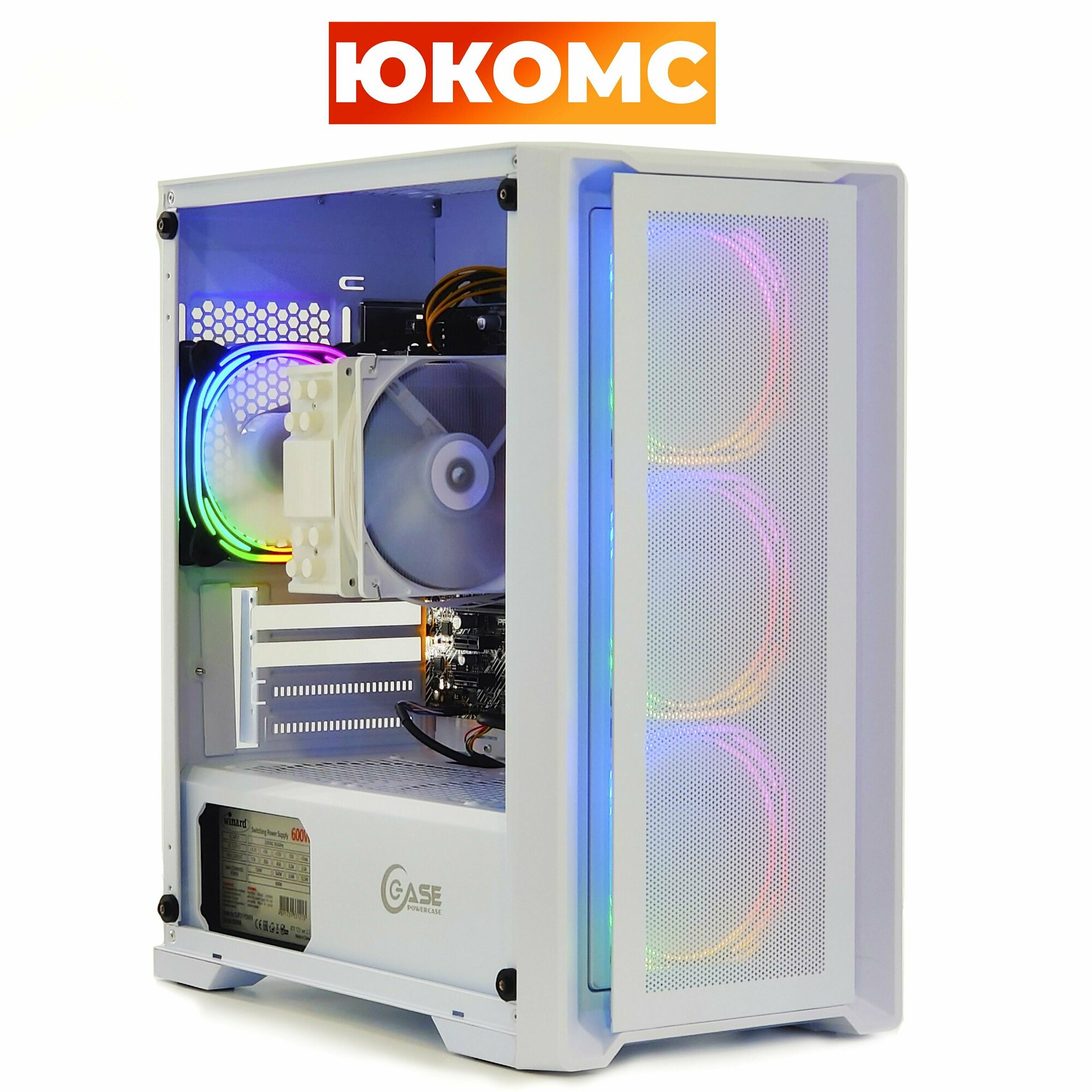 PC юкомс Core i3 10100F, GT 210, ssd 480GB, 8gb DDR4, БП 350W, win 10 pro, White game case