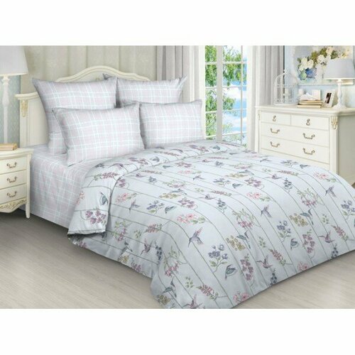 Постельное белье 2 спальное с евро простыней, поплин, 100% хлопок. 7891/7892