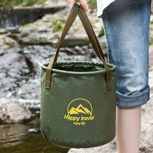 Ведро складное для рыбалки, складное ведро туристическое, цвет зеленый 20 литров