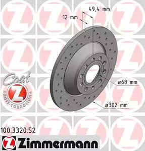 Диск тормозной зад Zimmermann 100332052