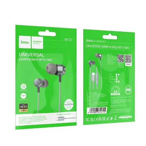 фото Наушники Hoco M122 universal earphones with microphone, серые
