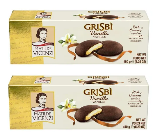 Печенье Grisbi с тёмным шоколадом с начинкой со вкусом ванили, 150 г 2 пачки
