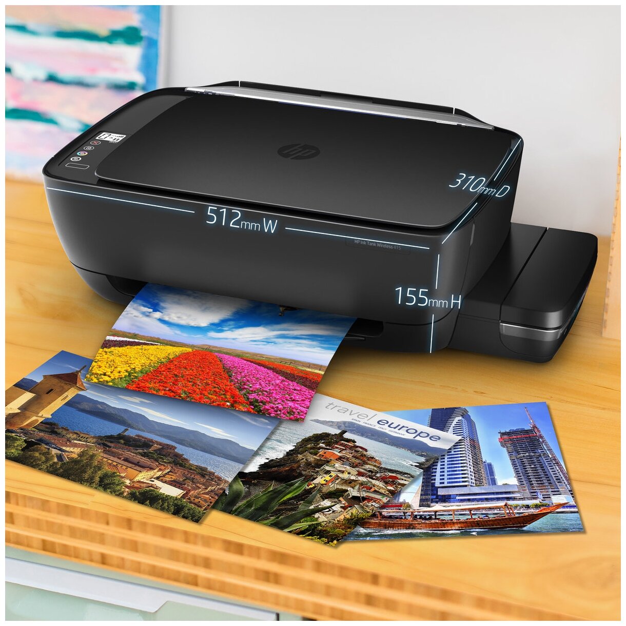 МФУ струйное цветное HP Ink Tank 415, A4, 8/5 стр/мин, USB, Wi-Fi, СНПЧ — фото 1