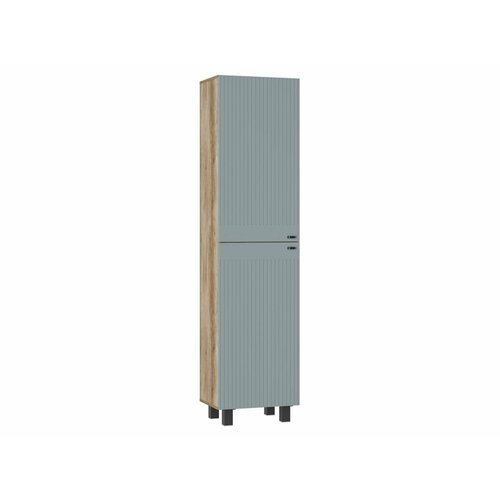 Распашной шкаф-пенал для одежды Олива с полками, 50х37.2х201.5 см, Дуб Каньон / Шарли бриз