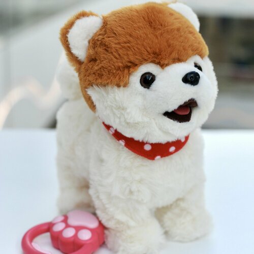 Интерактивная игрушка собачка на поводке белая с рыжим 2400₽