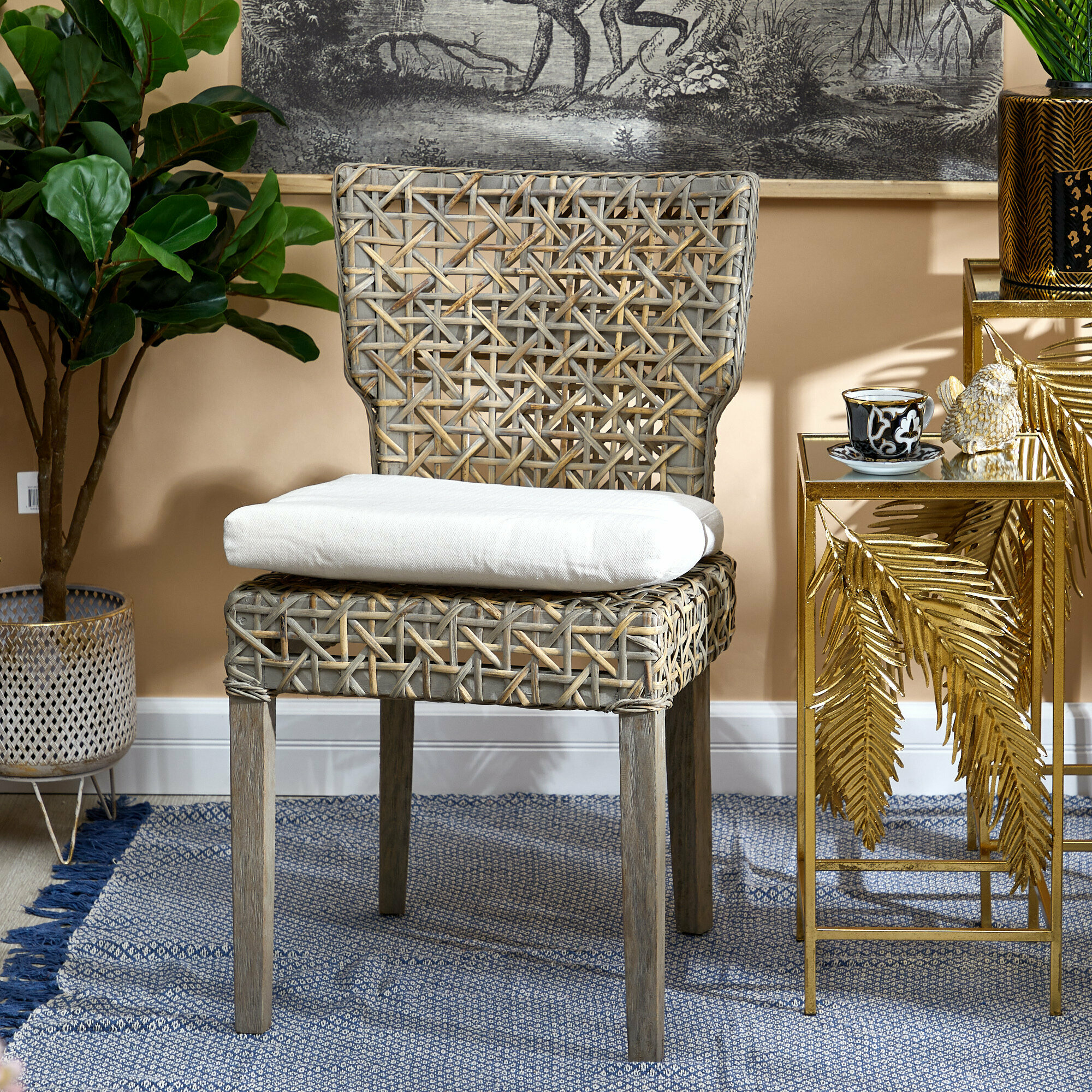 48389 Стул 56 х 50 х 86см, дерево, плетение из ротанга, Glasar