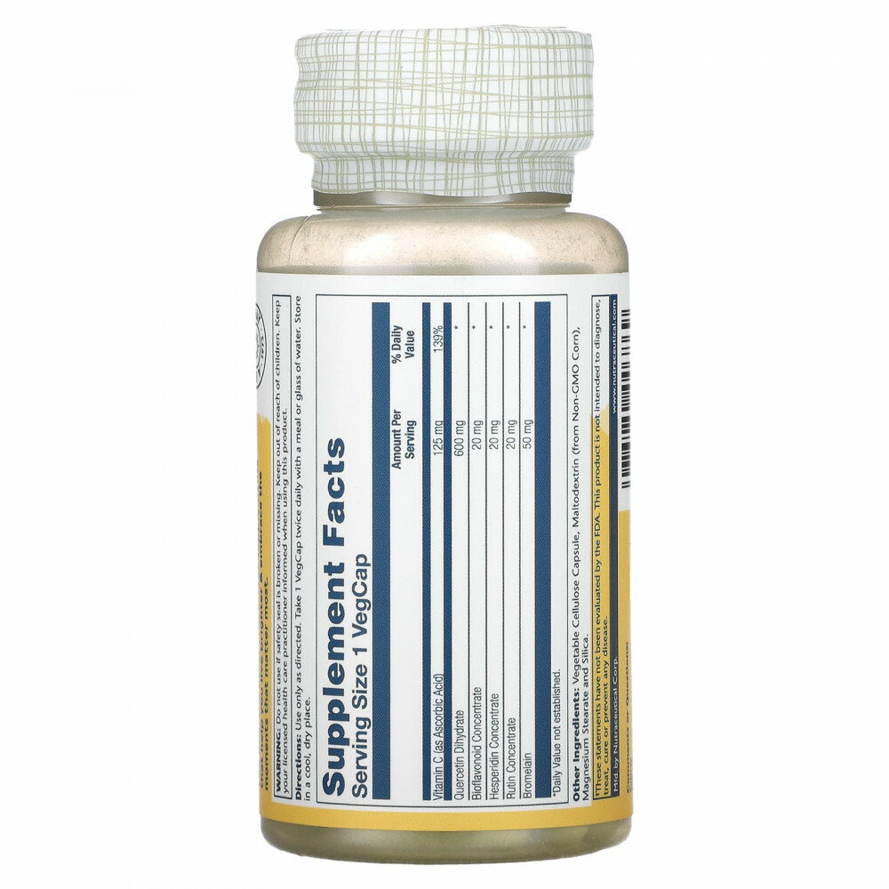 Изображение БАД Solaray Mega Quercetin, 600 мг, 60 штук, для женщин и мужчин