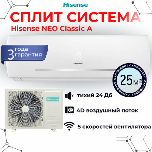 фото Сплит-система hisense as-09hr4ryddc00g/as-09hr4ryddc00w белый на 25 кв. м. серия new classic a