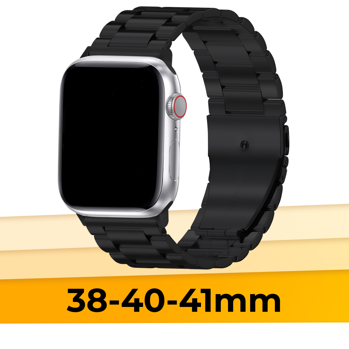 Металлический блочный браслет для Apple Watch 1-9, Ultra, SE 38 / 40 / 41 mm / Черный