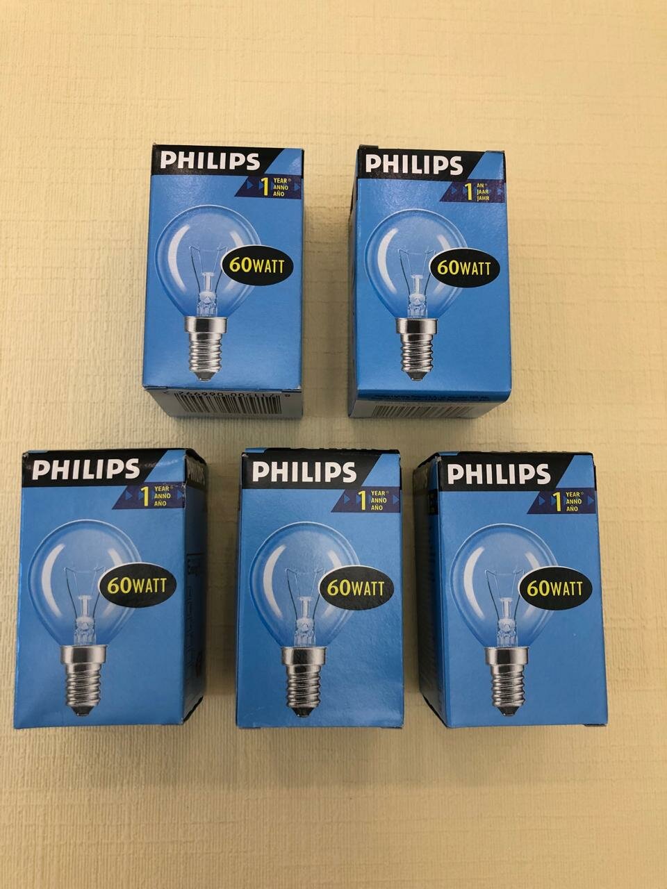 Лампа накаливания PHILIPS E14 60W прозрачная шарик ( в комплекте 5 штук.)