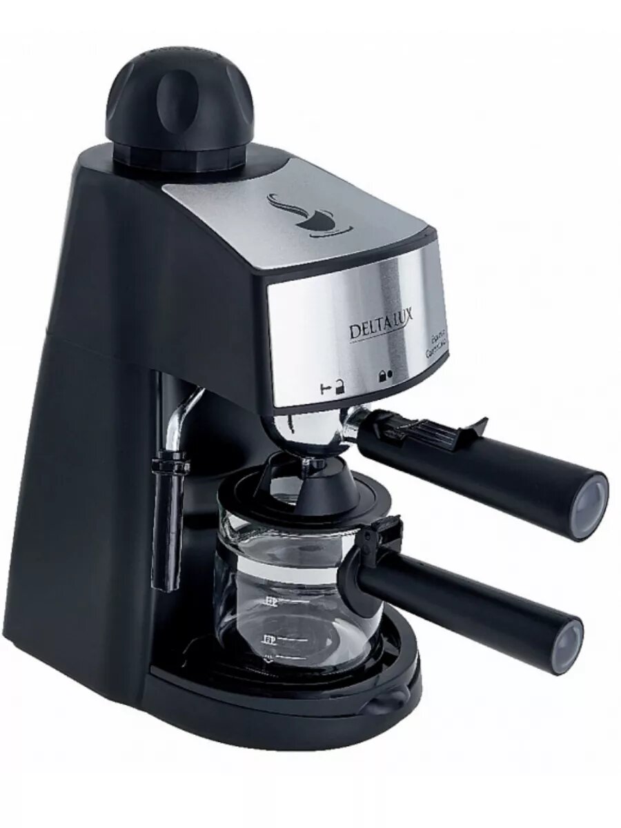 Кофеварка рожковая DELTA LUX DL-8151К молотый кофе 5 бар черный