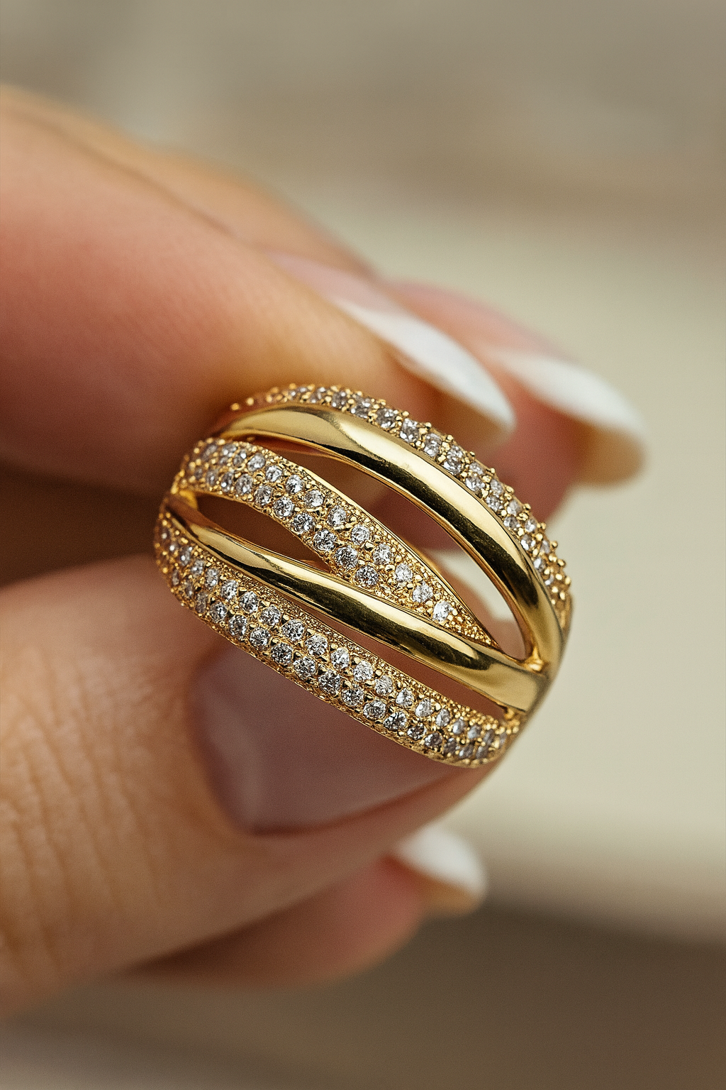 Кольцо переплетенное XUPING JEWELRY, размер 16.5, rose gold