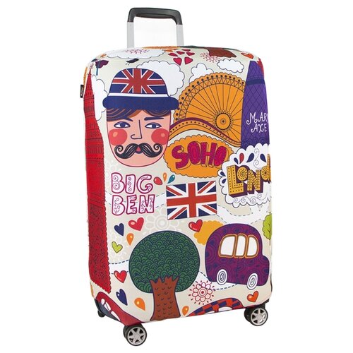 фото Чехол для чемодана ratel travel london m, бежевый/красный/синий