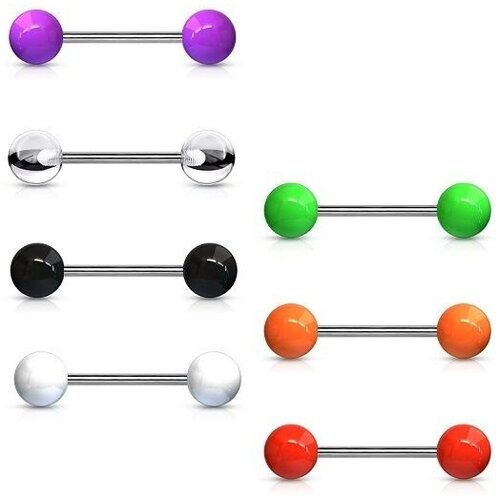 Сет из семи штанг с акриловыми шариками для пирсинга хряща уха, хеликса, языка, брови, сосков/ 1.6* 16 мм
