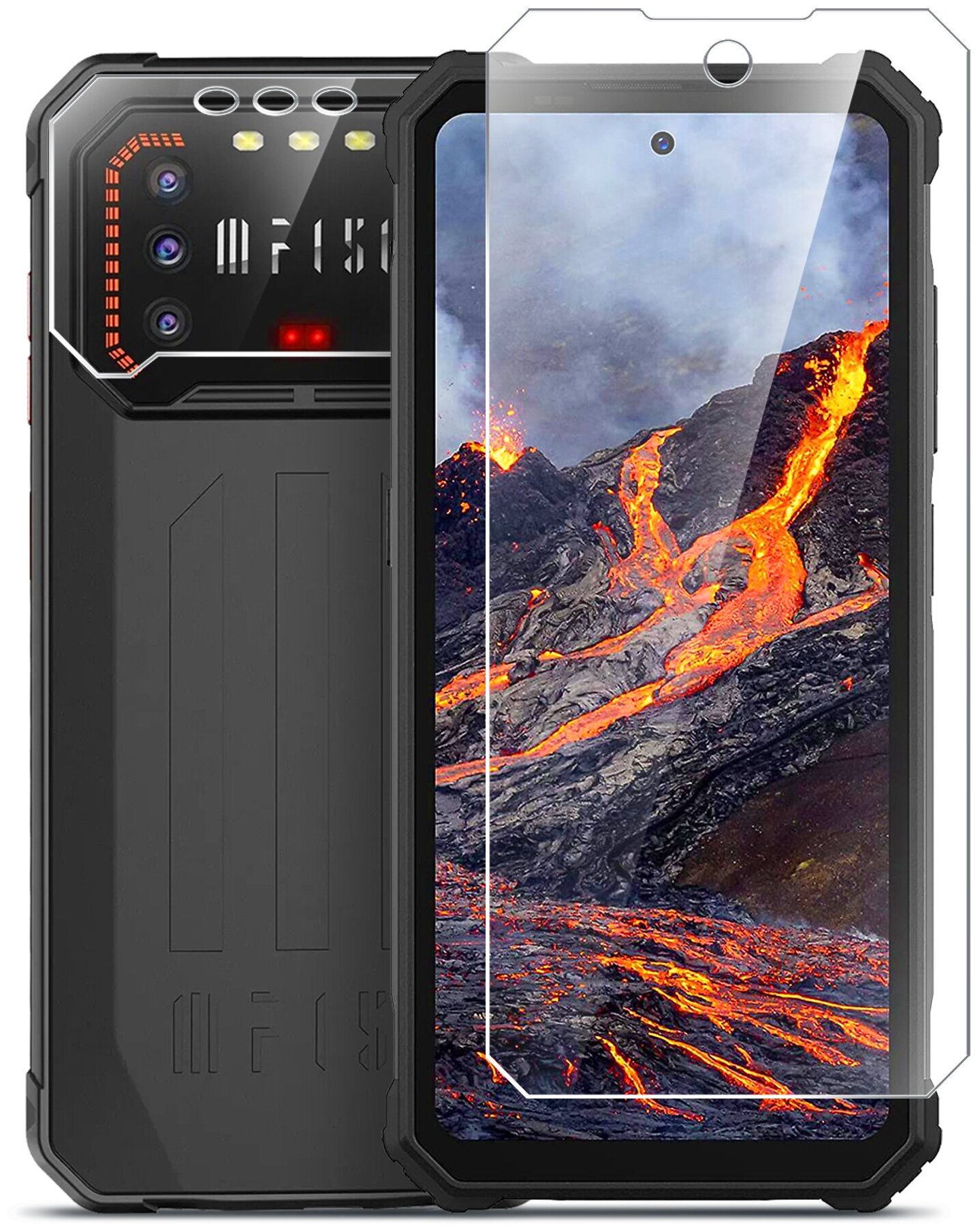 Защитное стекло на Oukitel F150 Air 1 Pro / B1 / B1 Pro на Экран и Камеру, гибридное: пленка + стекловолокно, прозрачное тонкое Hybrid Glass, Brozo