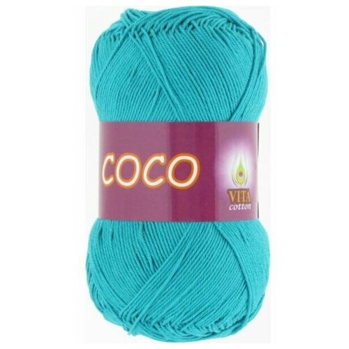 Пряжа хлопковая Vita Cotton Coco (Вита Коко) - 10 мотков, 4315 темно-зеленая бирюза, 100% мерсеризованный хлопок 240м/50г