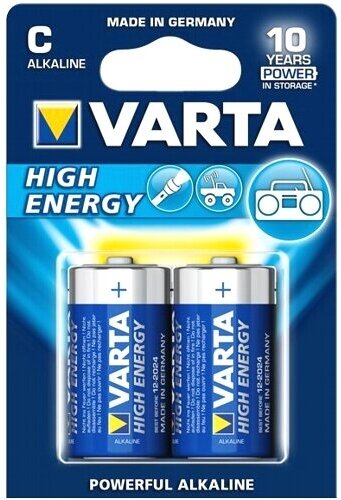 Батарейка C щелочная Varta Longlife Power LR14 (High Energy 4914) в блистере 2шт.