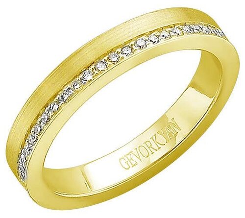 Кольцо обручальное Эстет, желтое золото, 585 проба, бриллиант, размер 17.5
