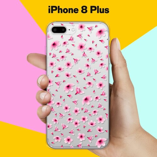 Силиконовый чехол Цветы розовые на Apple iPhone 8 Plus силиконовый чехол на apple iphone 8 plus 7 plus эпл айфон 7 плюс 8 плюс с рисунком яркие цветы