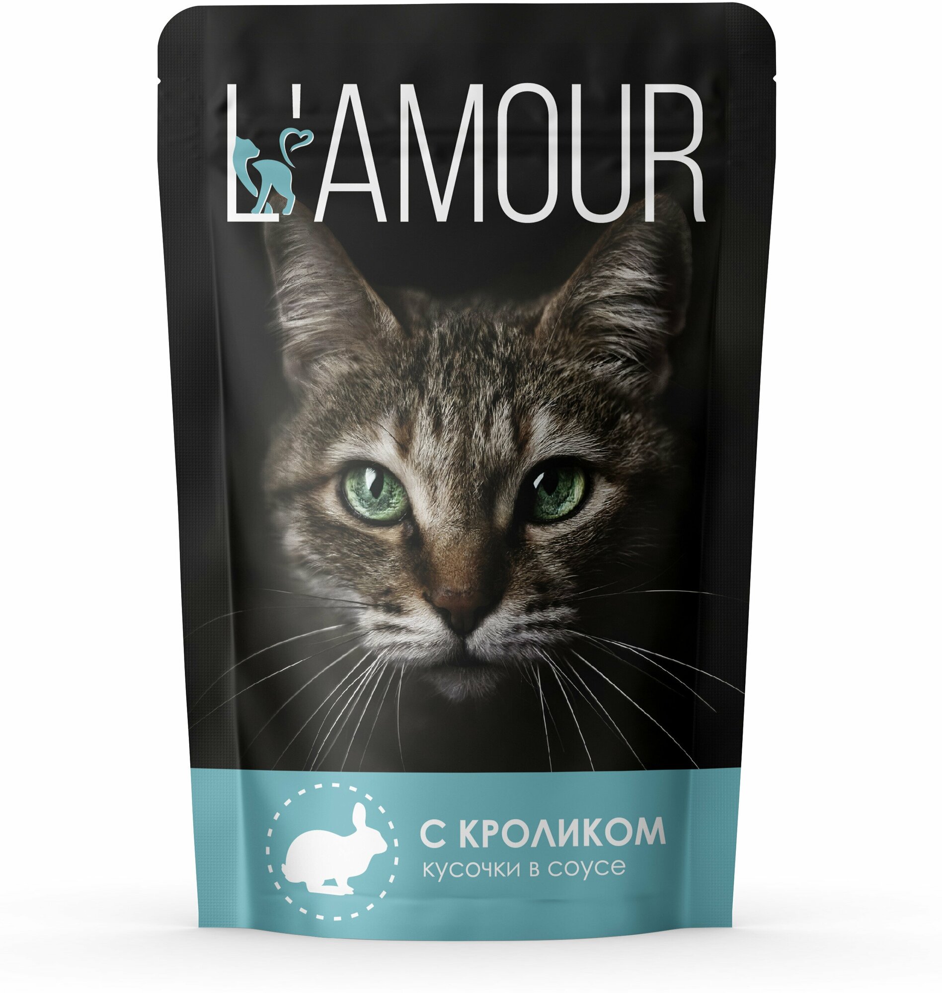 Корм консервированный для кошек L'AMOUR с Кроликом в соусе, 28 шт*75 г — фото 1