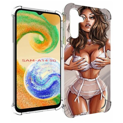 Чехол MyPads Девушка-в-кружевном для Samsung Galaxy A14 4G/ 5G задняя-панель-накладка-бампер