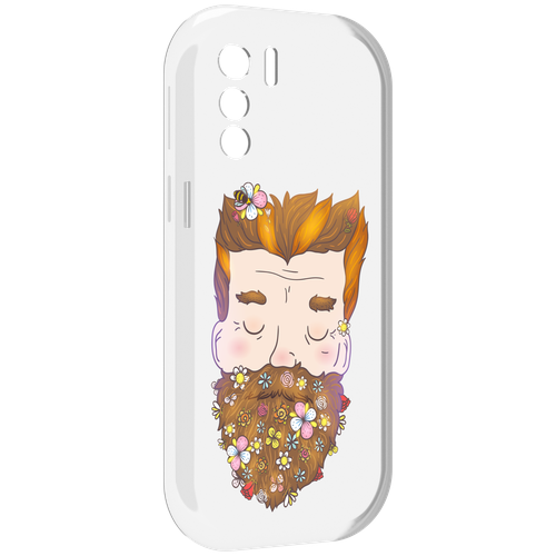 Чехол MyPads мужчина с цветами в бороде для UleFone Note 13P задняя-панель-накладка-бампер