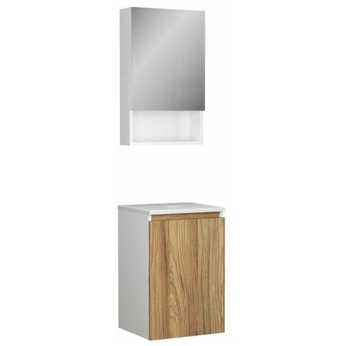 Комплект мебели для ванной (Тумба Bau Dream Blackwood 40, 1 дверца, зеркальный шкаф Bau Dream 40, белый)