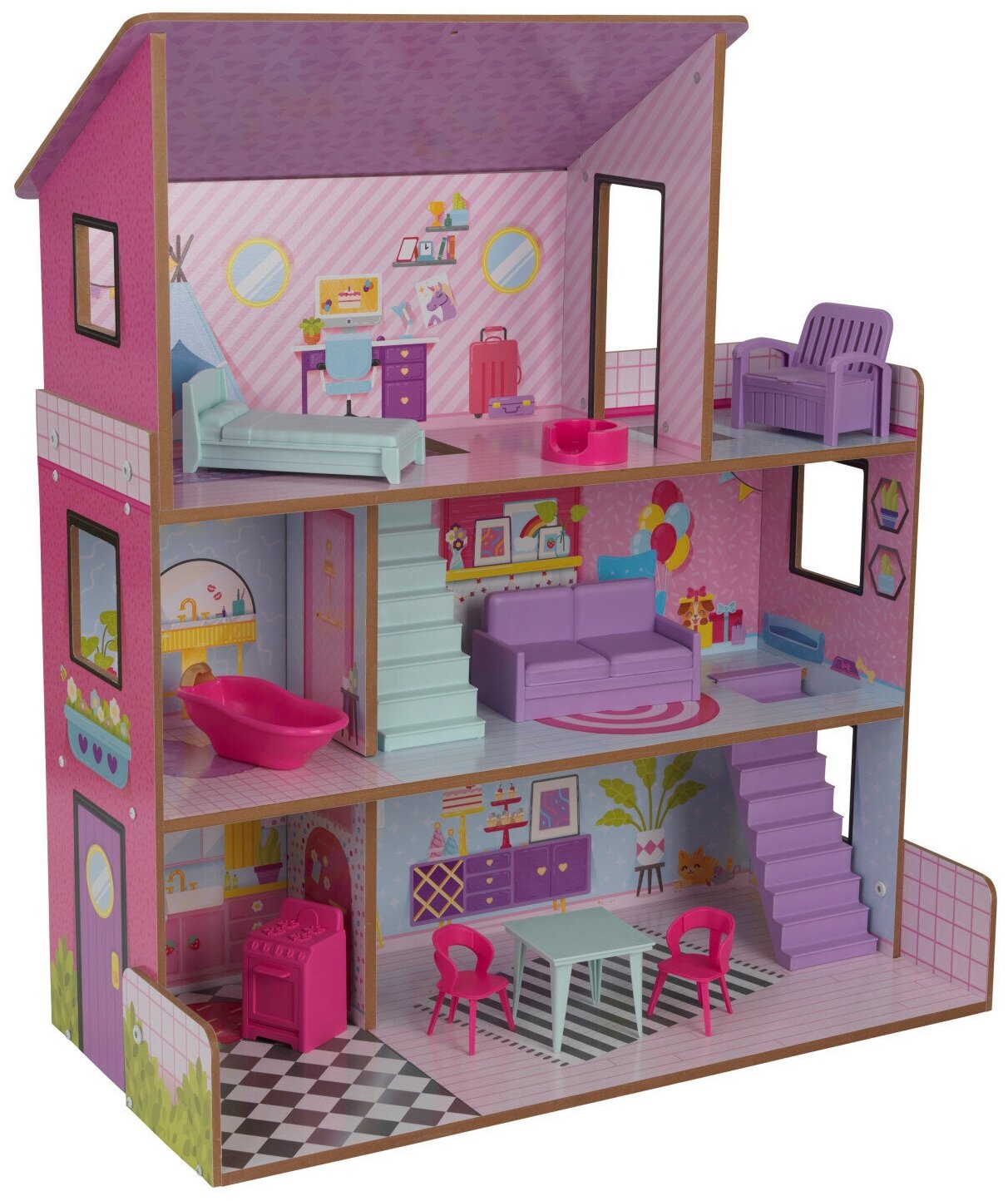 Кукольный домик Лолли с мебелью (10 предметов) KidKraft - фото №1