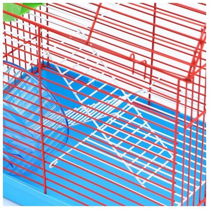 Клетка для грызунов с металлическими полками и наполением (полукруглая), 36 х 24 х 29 см синий 94257 . - фотография № 5