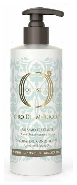 Кондиционер Barex Olioseta oro del Marocco Hydrating Conditioner, Увлажняющий кондиционер для тонких и светлых волос с маслом арганы и семян льна Balsamo Trattante Capelli Fini e Biondi, 250 мл