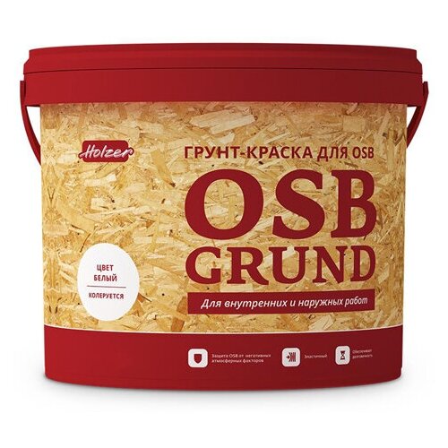 Грунт-краска HOLZER OSB Grund 15кг белая, арт.82823 краска акриловая holzer osb grund влагостойкая бесцветный 4 кг