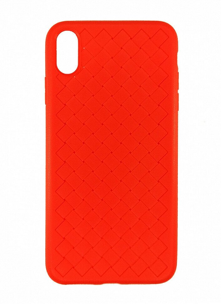 Силиконовый чехол для Apple IPhone XS Max (под кожу, плетение, красный)