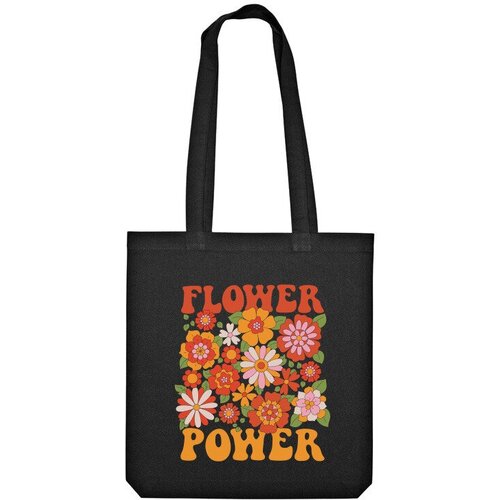 flower power Сумка шоппер Us Basic, черный