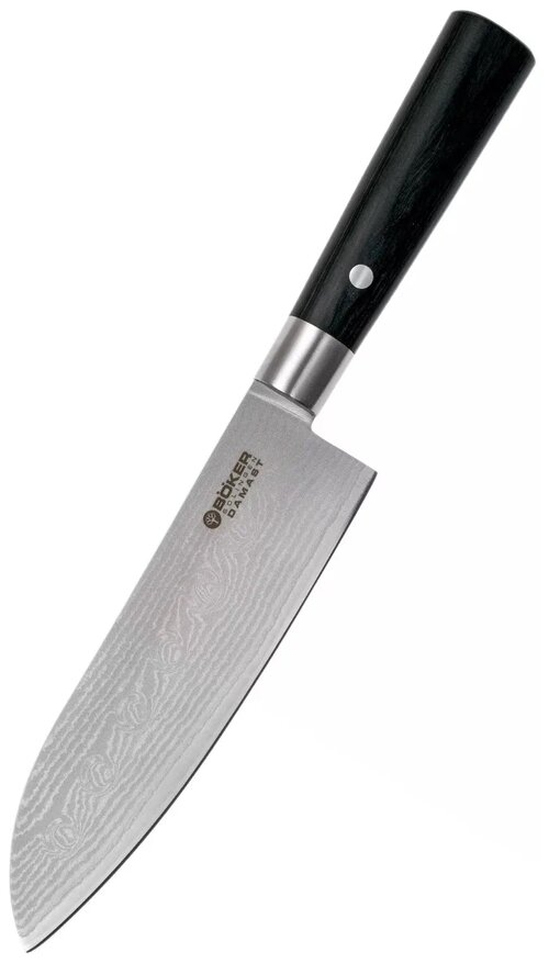 Набор ножей Шеф-нож Boker Damast Black Santoku 130417DAM, лезвие: 17.2 см, черный