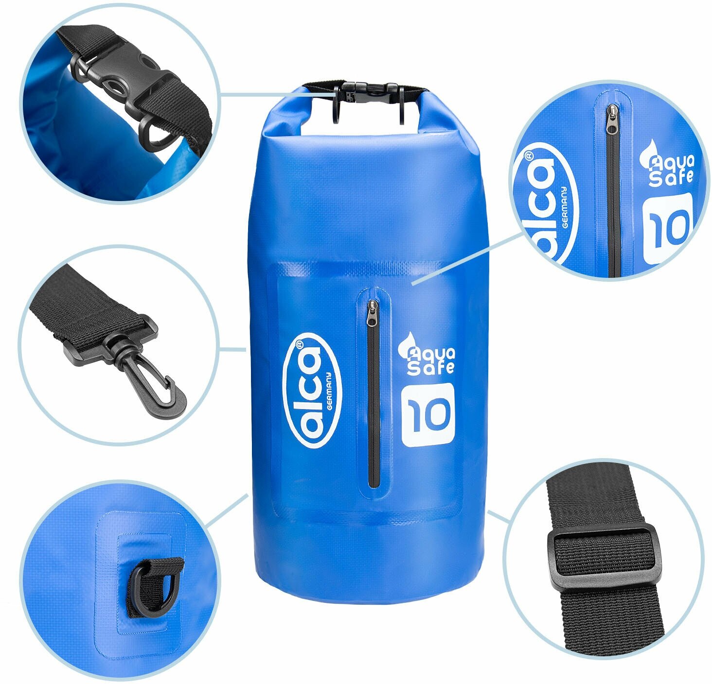 фото Водонепроницаемый рюкзак - гермомешок с карманом на молнии 10 л