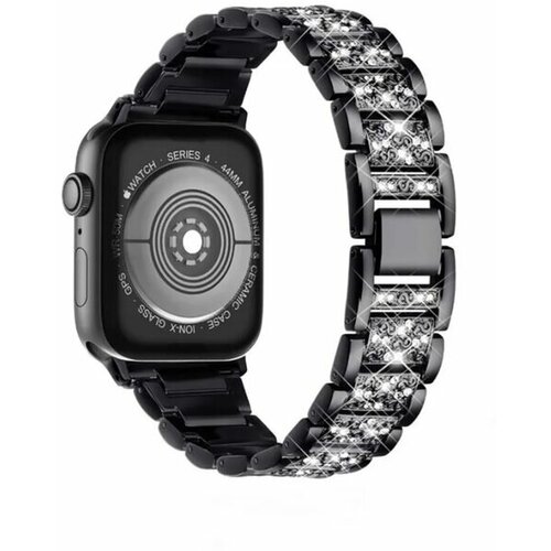 Ремешок металлический со стразами для Apple Watch 42/44/45 mm Series 1-8/ SE/Ultra , Черный