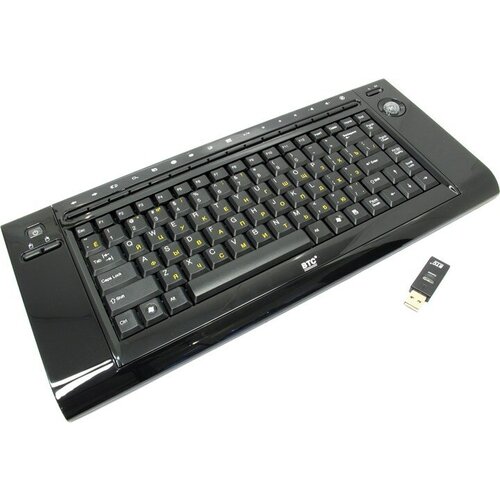 Клавиатура ВТС 9039URF3 Keyboard, черная, беспроводная, трекбол + 17 доп клавш