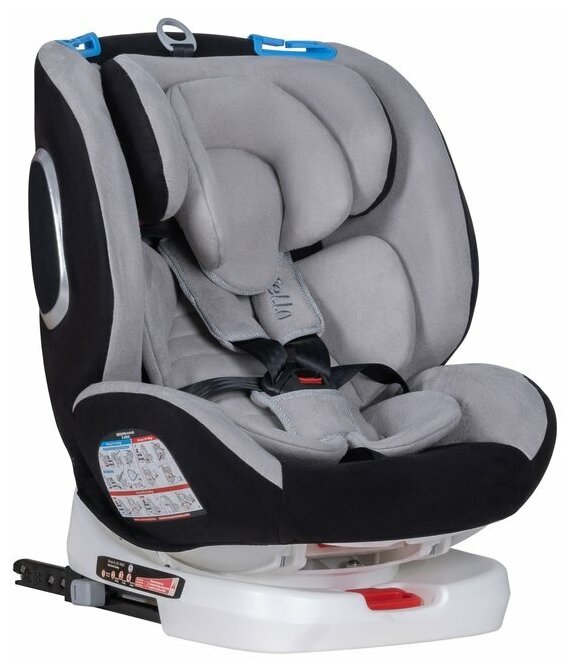 Автокресло детское Farfello YB102A с креплением ISOFIX / группы 0/ I/ II/ III / от 0 до 12 лет / цвет серо-черный велюр