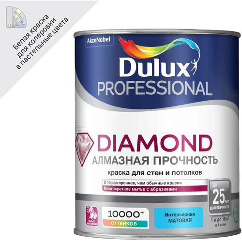 Краска для стен Dulux Prof Diamond Matt база BW цвет белый 1 л краска dulux prof diamond bw матовая 1 л