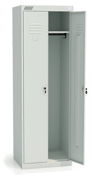 Шкаф для одежды ШРК 22-600, для раздевалки, металлический, разборный, серого цвета RAL 7035 - фотография № 3