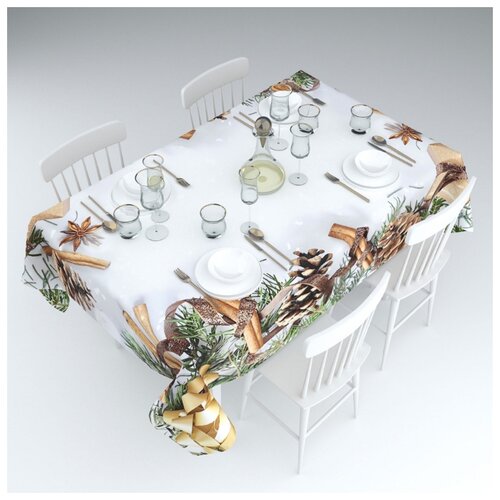 фото Скатерть пряный аромат цвет: белый (145х220 см) сирень