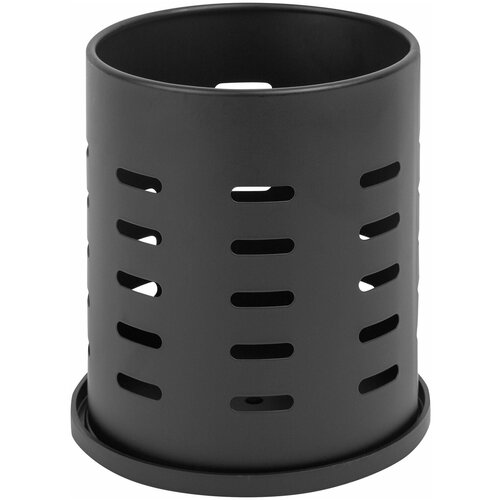 Подставка для столовых приборов, размер 12x12x13.5 см, материал сталь, цвет черный, матовый. Практичный и комфортный держатель, устойчив к влаге, повр