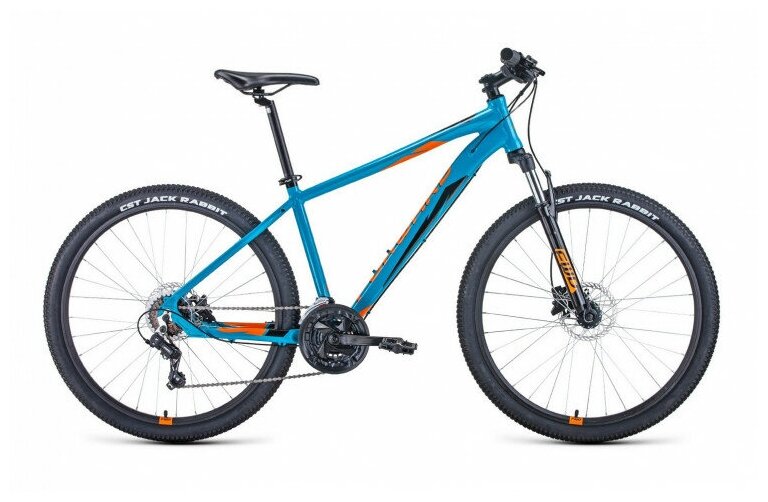 Forward Горный велосипед APACHE 27,5 3.0 disc (27,5" 21 ск. рост. 15") 2020-2021, бирюзовый/оранжевый, RBKW1M67Q029