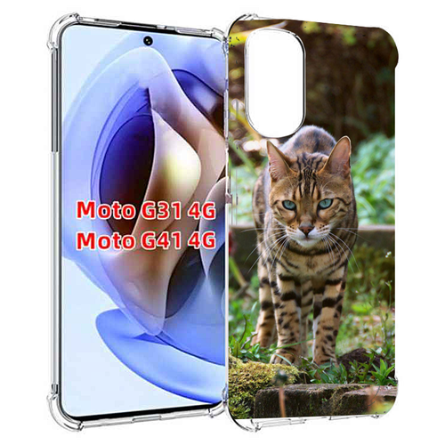 Чехол MyPads порода кошка бенгальская для Motorola Moto G31 4G / G41 4G задняя-панель-накладка-бампер