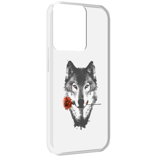 Чехол MyPads волк с розой для OPPO Reno 8 задняя-панель-накладка-бампер
