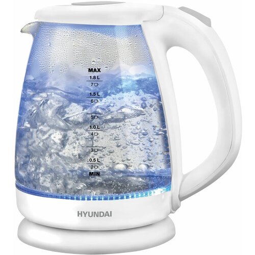 Чайник HYUNDAI HYK-G2001 белыйсерый стекло 260700₽