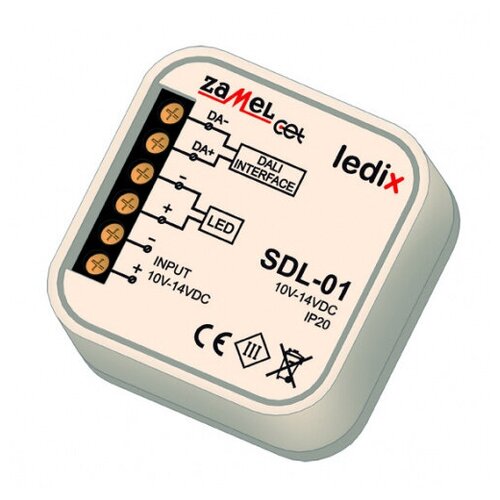 Zamel Контроллер DALI для одноцветных светильников, в монт. коробку (арт. SDL-01) zamel контроллер led для одноцветных светильников 1 10v диммируемый в монт коробку